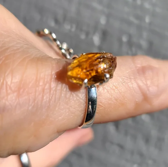 Raw 4k Citrine gemstone sterling silver sz10 - Picture 5 of 7